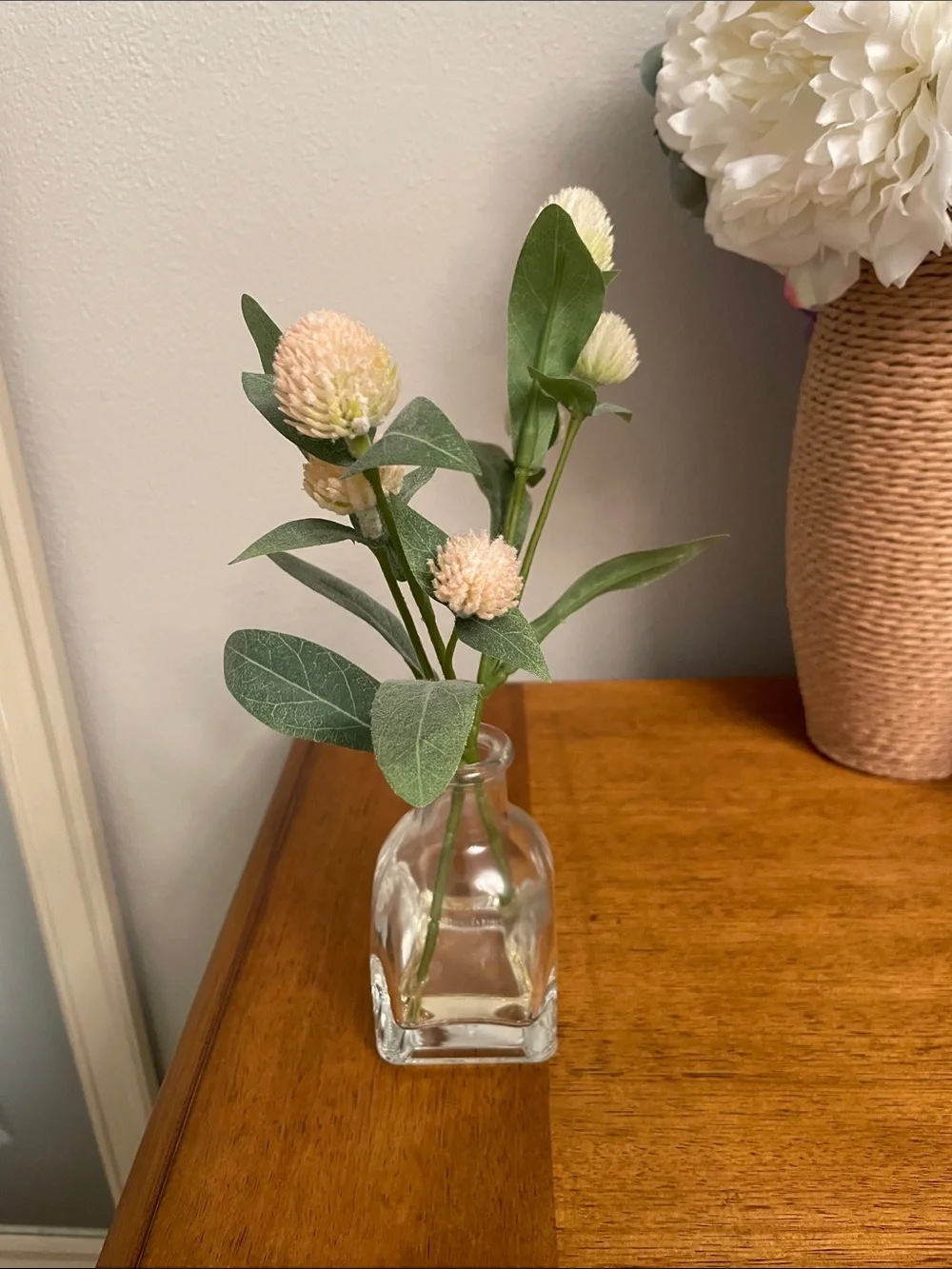 Hearth & Hand with Magnolia Faux Thistle Arrangement in Glass Vase with Resin
